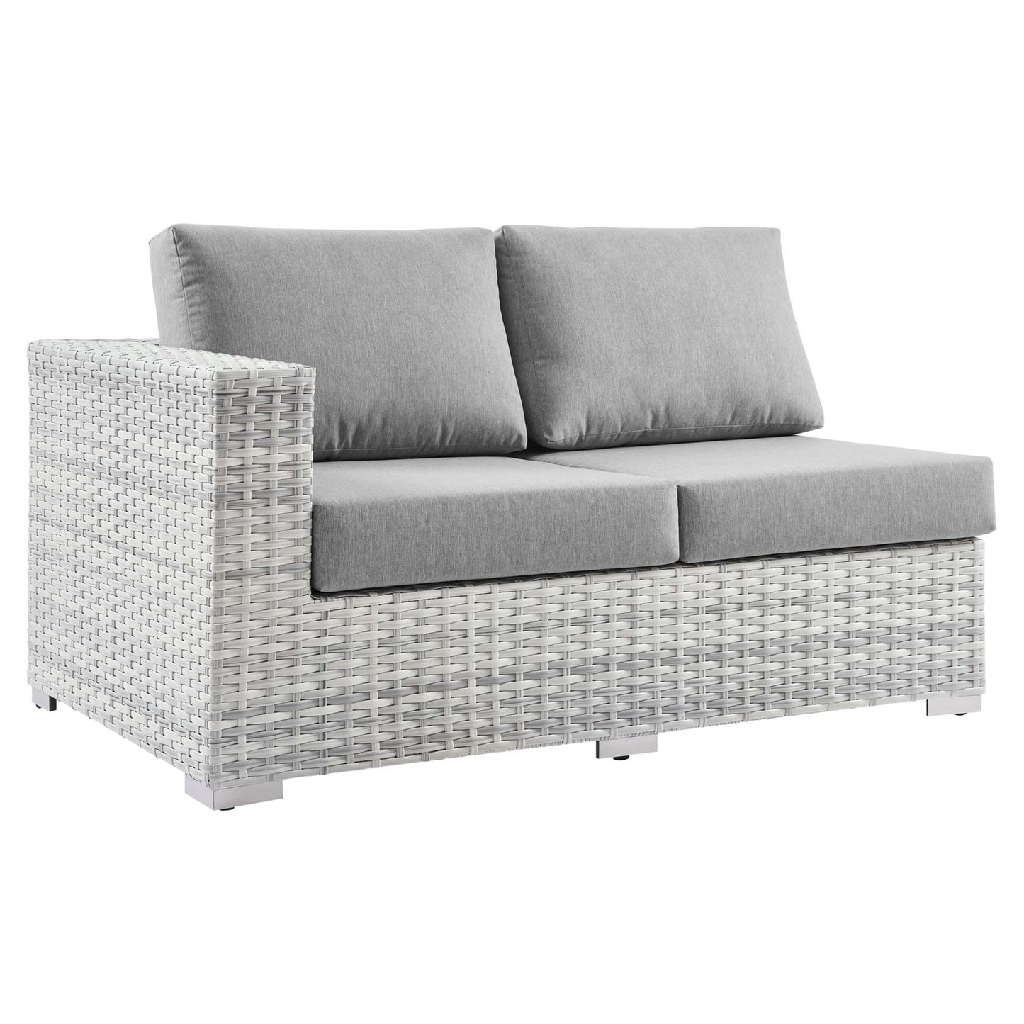 Sienna Outdoor Patio Left-Arm Loveseat in Light Gray Gray