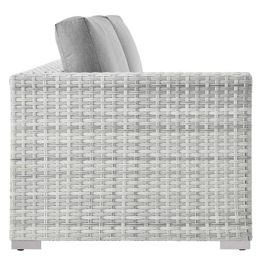 Sienna Outdoor Patio Left-Arm Loveseat in Light Gray Gray