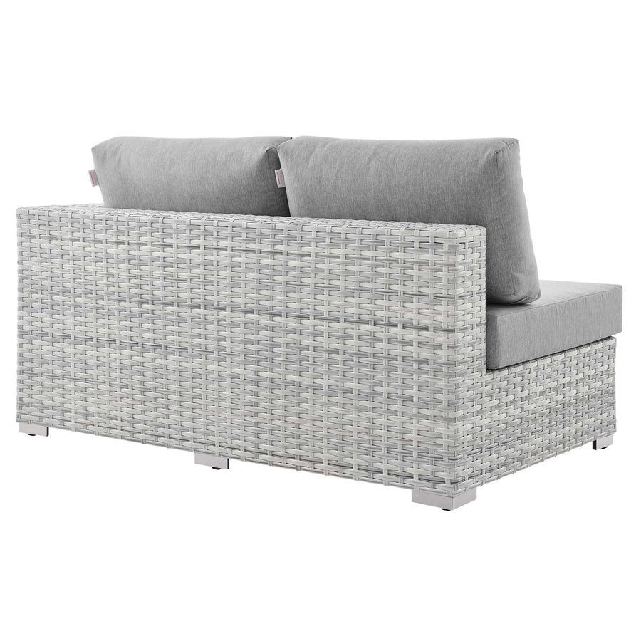 Sienna Outdoor Patio Left-Arm Loveseat in Light Gray Gray