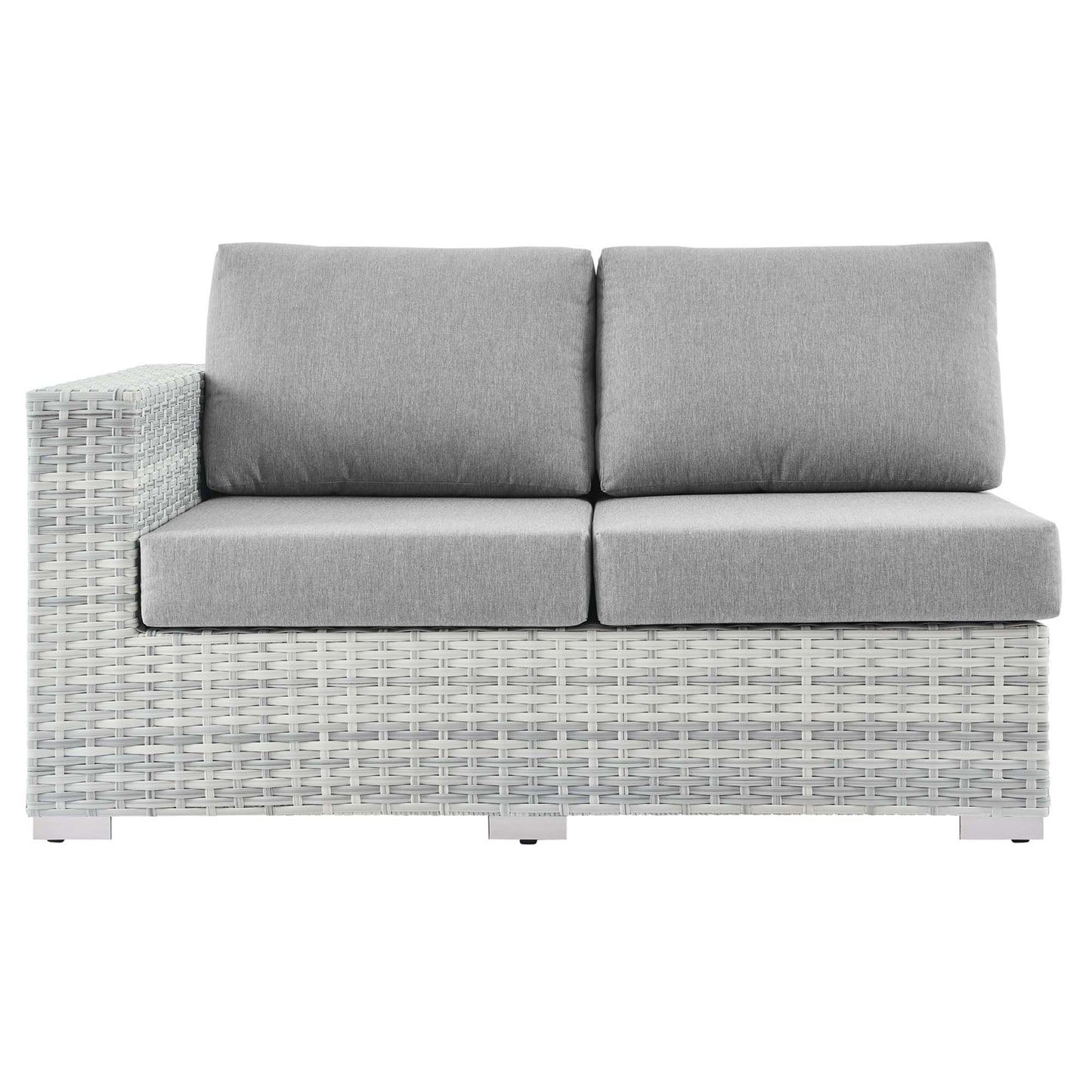Sienna Outdoor Patio Left-Arm Loveseat in Light Gray Gray