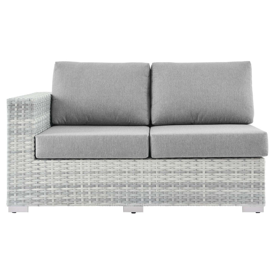 Sienna Outdoor Patio Left-Arm Loveseat in Light Gray Gray