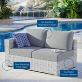 Sienna Outdoor Patio Left-Arm Loveseat in Light Gray Gray