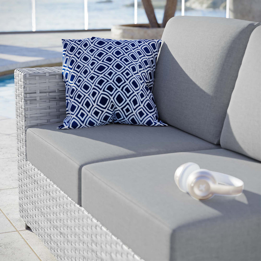 Sienna Outdoor Patio Left-Arm Loveseat in Light Gray Gray
