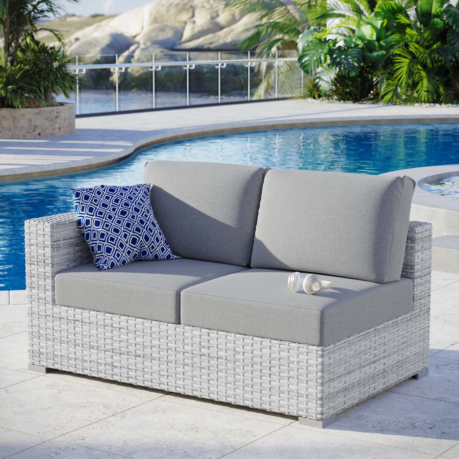 Sienna Outdoor Patio Left-Arm Loveseat in Light Gray Gray