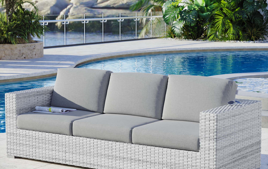 Sienna Outdoor Patio Sofa in Light Gray Gray