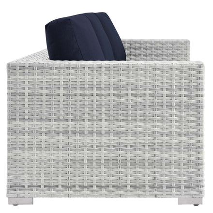 Convene Outdoor Patio Sofa in Light Gray Navy