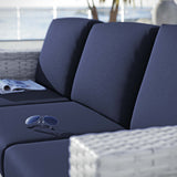 Sienna Outdoor Patio Sofa in Light Gray Navy