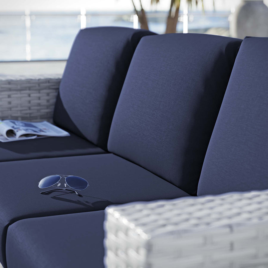 Sienna Outdoor Patio Sofa in Light Gray Navy