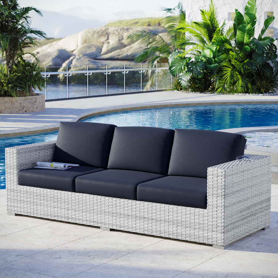 Sienna Outdoor Patio Sofa in Light Gray Navy