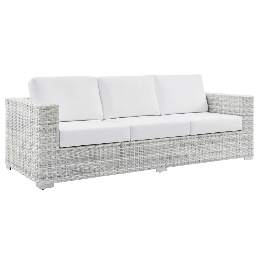 Sienna Outdoor Patio Sofa in Light Gray White