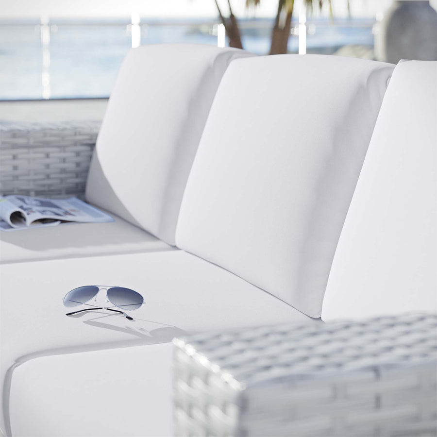 Sienna Outdoor Patio Sofa in Light Gray White