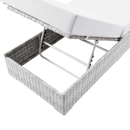 Convene Outdoor Patio Chaise in Light Gray White