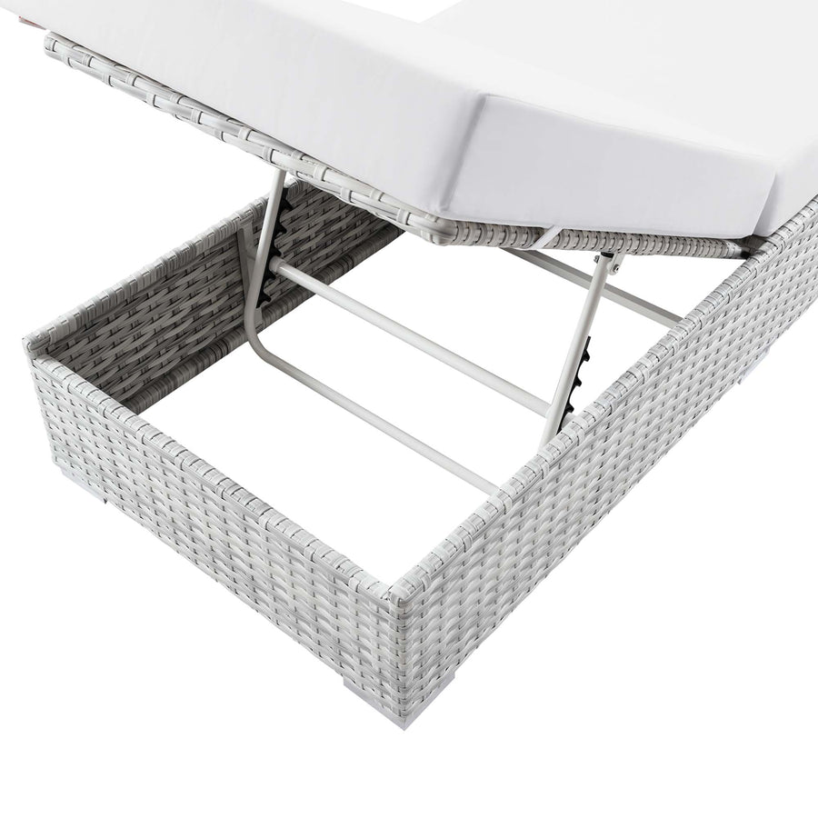 Sienna Outdoor Patio Chaise in Light Gray White