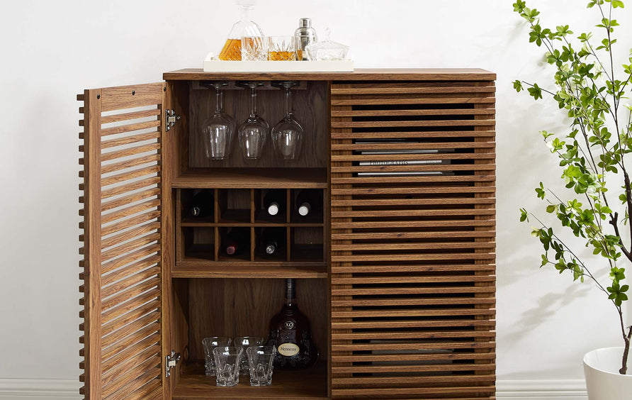 Vera Bar Cabinet in Walnut