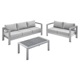 Marlow 3 Piece Sunbrella® Fabric Outdoor Patio Aluminum Set in Silver Gray