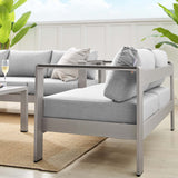 Marlow 3 Piece Sunbrella® Fabric Outdoor Patio Aluminum Set in Silver Gray