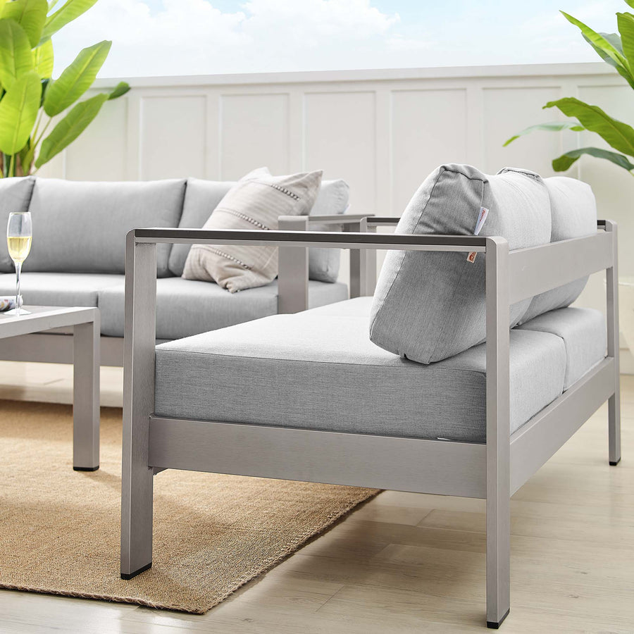 Marlow 3 Piece Sunbrella® Fabric Outdoor Patio Aluminum Set in Silver Gray