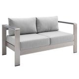 Marlow 3 Piece Sunbrella® Fabric Outdoor Patio Aluminum Set in Silver Gray
