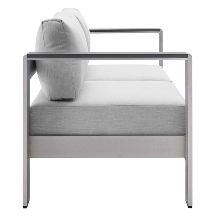 Shore 3 Piece Sunbrella® Fabric Outdoor Patio Aluminum Set in Silver Gray