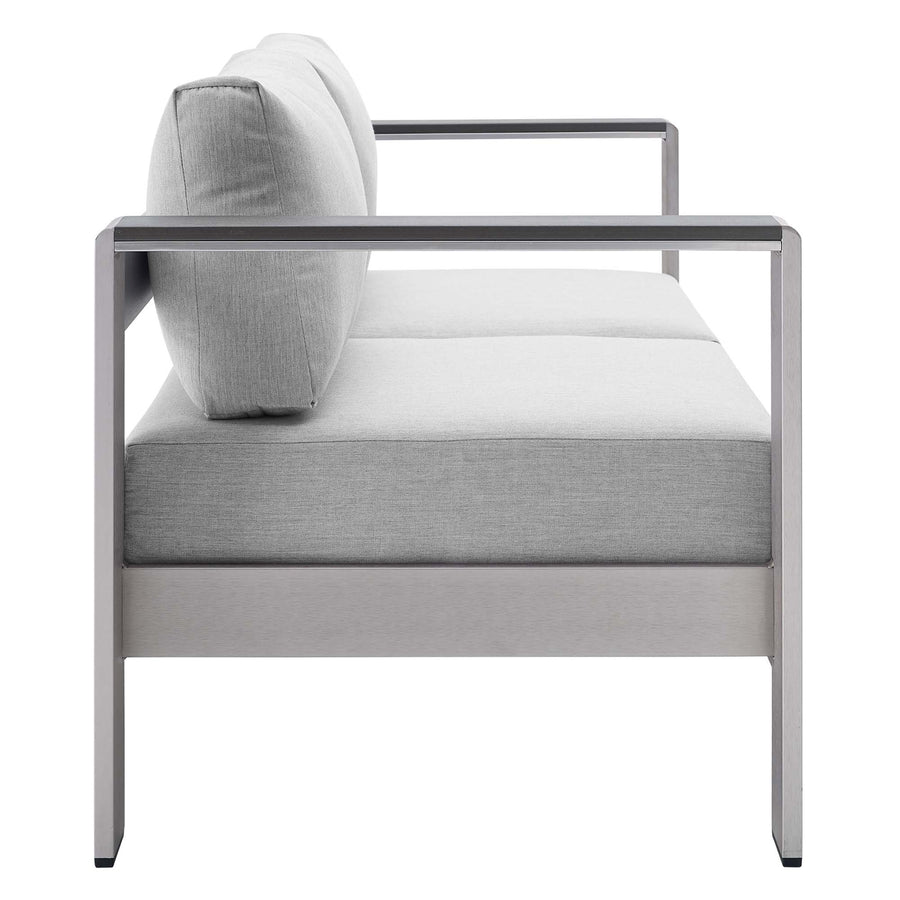 Marlow 3 Piece Sunbrella® Fabric Outdoor Patio Aluminum Set in Silver Gray