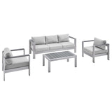 Marlow 4 Piece Sunbrella® Fabric Outdoor Patio Aluminum Set in Silver Gray