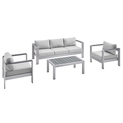 Shore 4 Piece SunbrellaÂ® Fabric Outdoor Patio Aluminum Set by Furniture For America