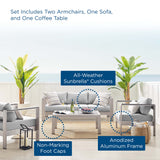 Marlow 4 Piece Sunbrella® Fabric Outdoor Patio Aluminum Set in Silver Gray