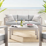Marlow 4 Piece Sunbrella® Fabric Outdoor Patio Aluminum Set in Silver Gray