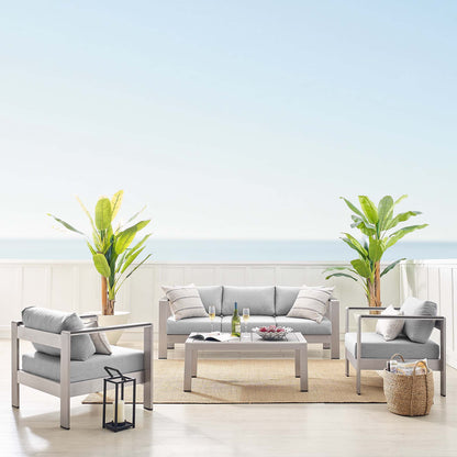 Shore 4 Piece SunbrellaÂ® Fabric Outdoor Patio Aluminum Set by Furniture For America