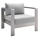 Marlow 4 Piece Sunbrella® Fabric Outdoor Patio Aluminum Set in Silver Gray