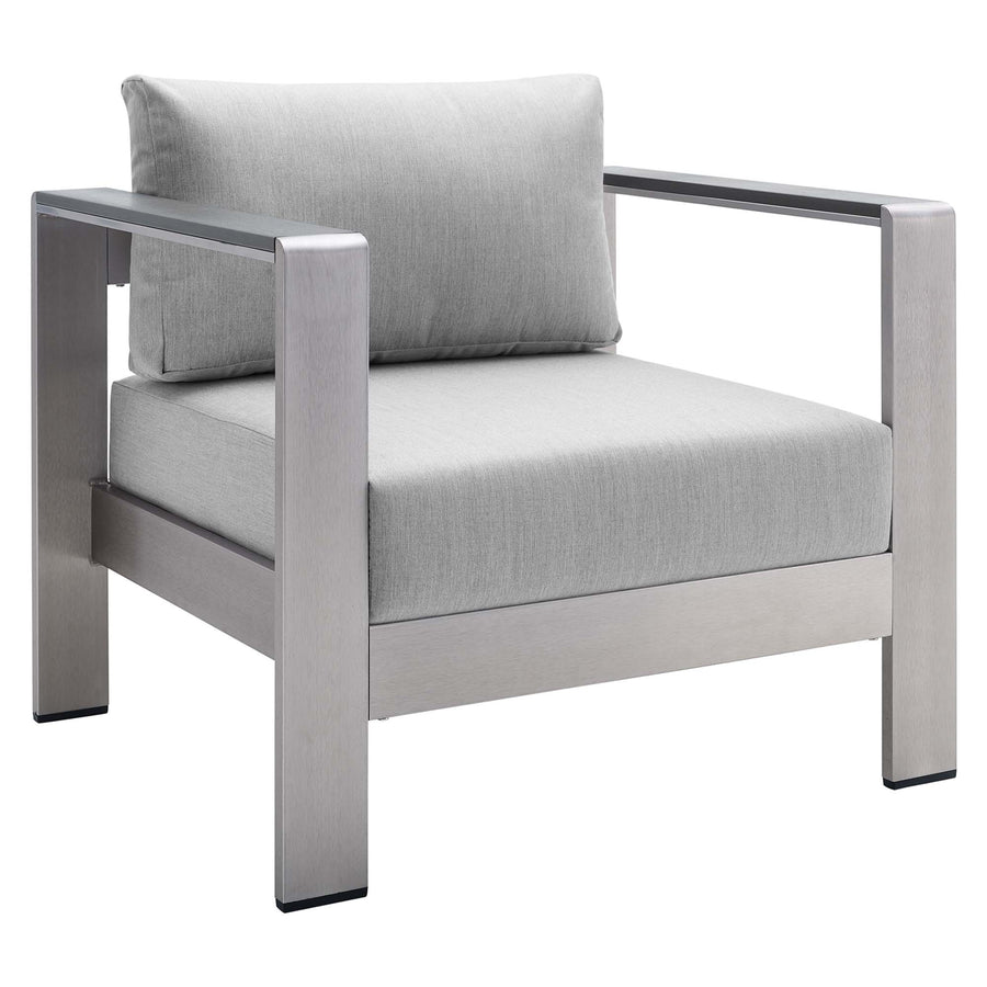 Marlow 4 Piece Sunbrella® Fabric Outdoor Patio Aluminum Set in Silver Gray