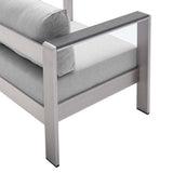 Marlow 4 Piece Sunbrella® Fabric Outdoor Patio Aluminum Set in Silver Gray