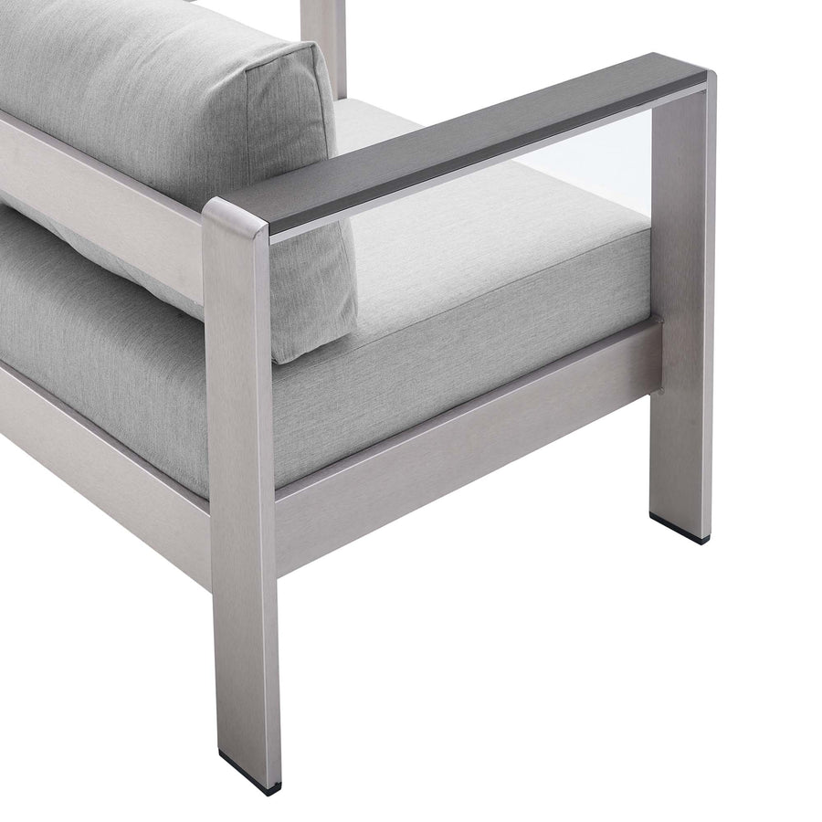 Marlow 4 Piece Sunbrella® Fabric Outdoor Patio Aluminum Set in Silver Gray