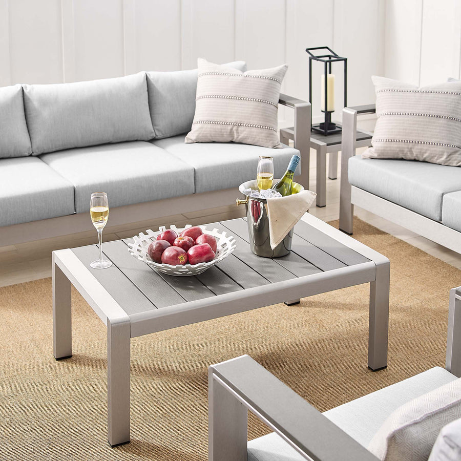 Marlow 7 Piece Sunbrella® Fabric Outdoor Patio Aluminum Set in Silver Gray