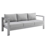 Marlow 7 Piece Sunbrella® Fabric Outdoor Patio Aluminum Set in Silver Gray