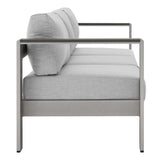 Marlow 7 Piece Sunbrella® Fabric Outdoor Patio Aluminum Set in Silver Gray