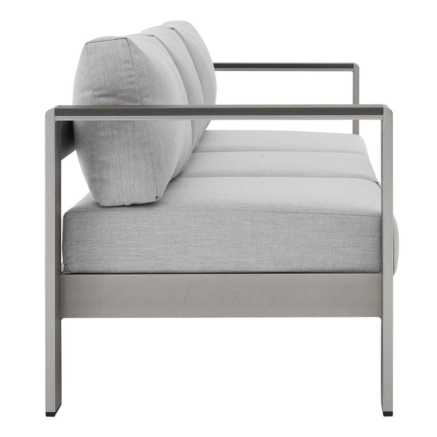Marlow 7 Piece Sunbrella® Fabric Outdoor Patio Aluminum Set in Silver Gray