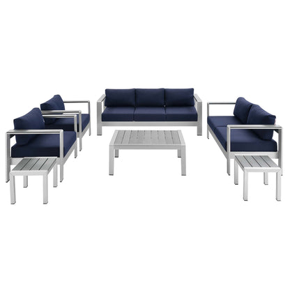 Shore 7 Piece SunbrellaÂ® Fabric Outdoor Patio Aluminum Set by Furniture For America