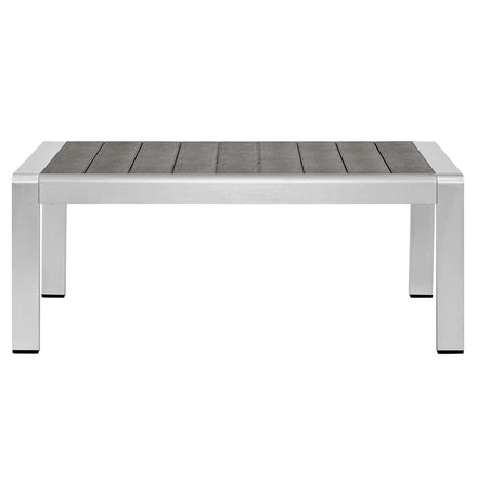 Shore 7 Piece Sunbrella® Fabric Outdoor Patio Aluminum Set in Silver Navy
