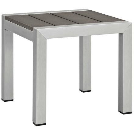 Shore 7 Piece Sunbrella® Fabric Outdoor Patio Aluminum Set in Silver Navy