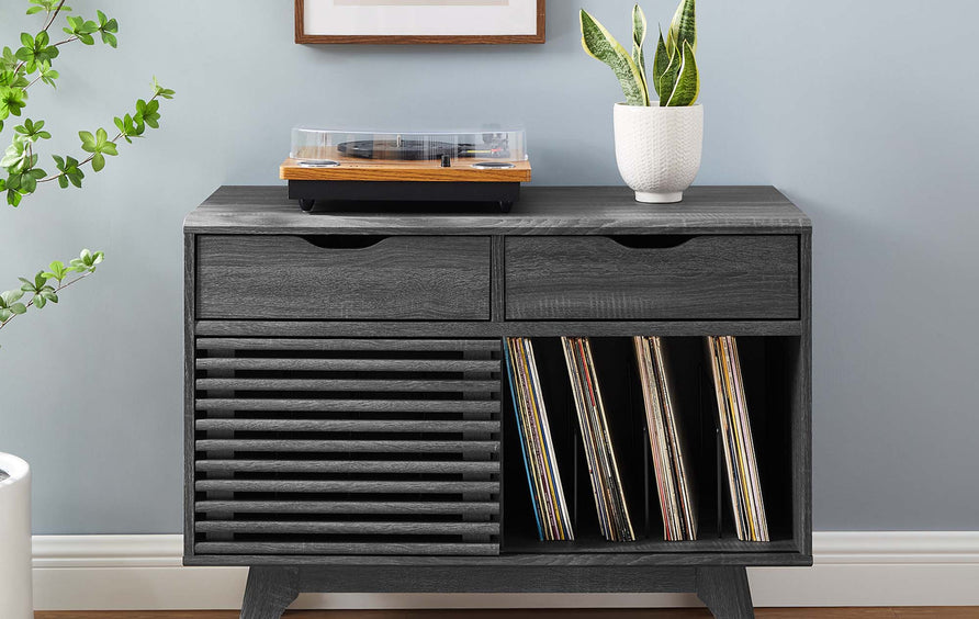 Vera Vinyl Record Display Stand in Charcoal