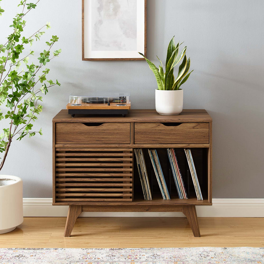 Vera Vinyl Record Display Stand in Walnut
