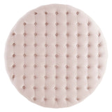 Rosalind Tufted Performance Velvet Round Ottoman in Pink