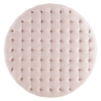 Ensconce Tufted Performance Velvet Round Ottoman by Furniture For America