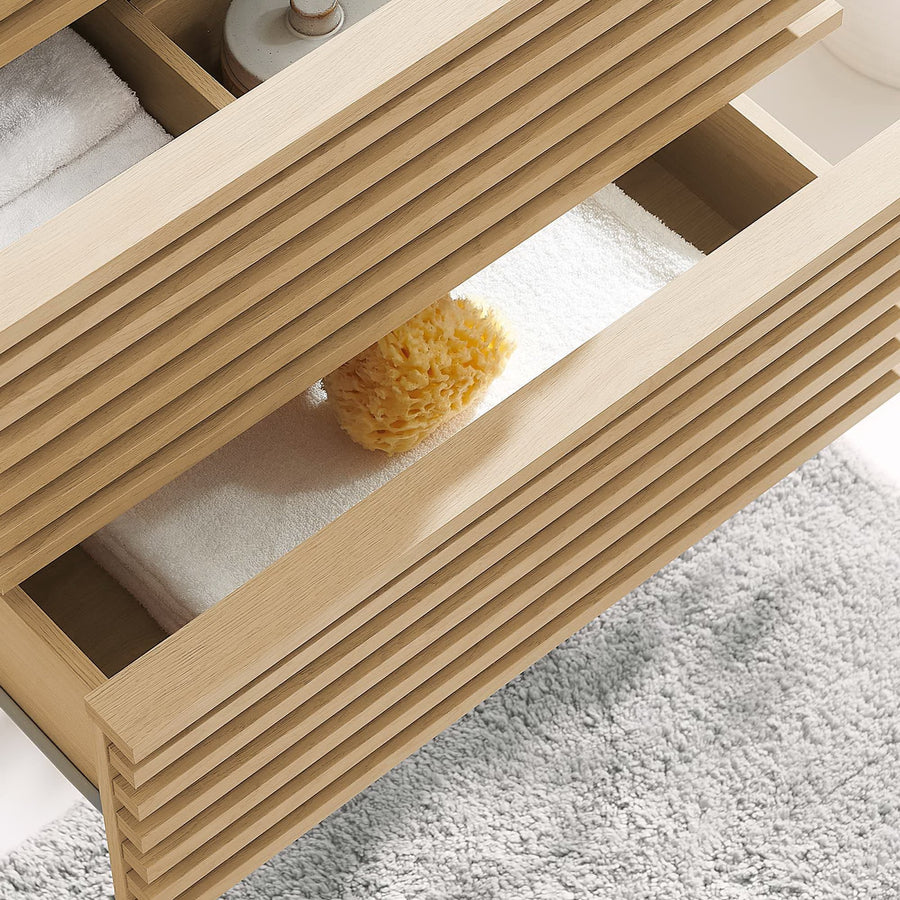 Vera 24" Wall-Mount Bathroom Vanity Cabinet (Sink Basin Not Included) in Oak