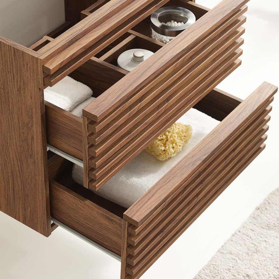 Vera 24" Wall-Mount Bathroom Vanity Cabinet (Sink Basin Not Included) in Walnut