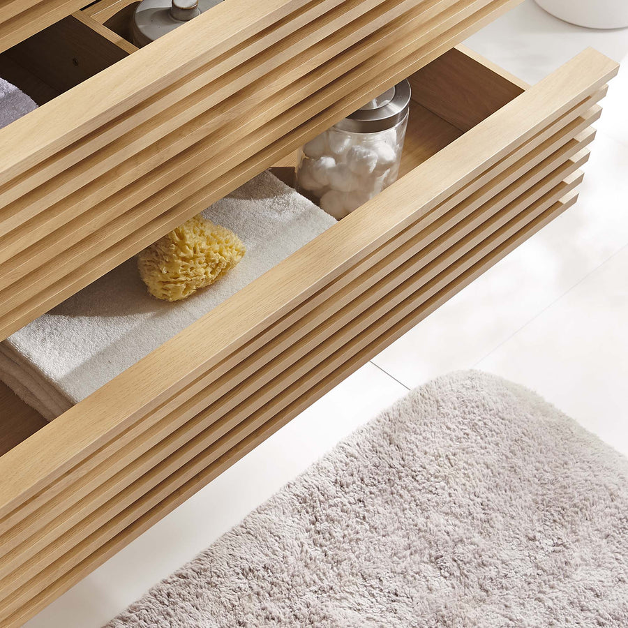Vera 36" Wall-Mount Bathroom Vanity Cabinet (Sink Basin Not Included) in Oak
