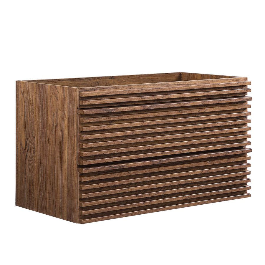 Vera 36" Wall-Mount Bathroom Vanity Cabinet (Sink Basin Not Included) in Walnut