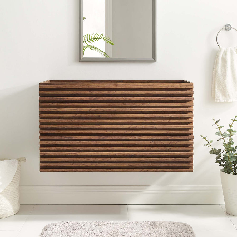 Vera 36" Wall-Mount Bathroom Vanity Cabinet (Sink Basin Not Included) in Walnut