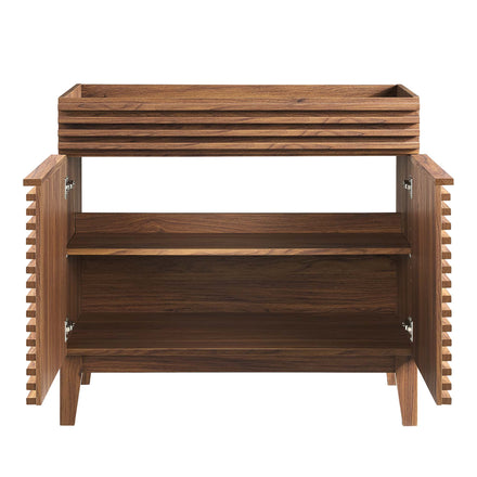 Render 36" Bathroom Vanity Cabinet in Walnut